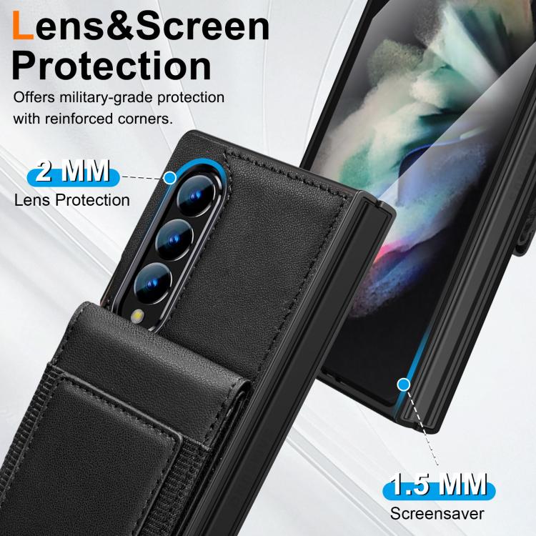 Folding Card Holder Tempered Film Integrated Leather Phone Case