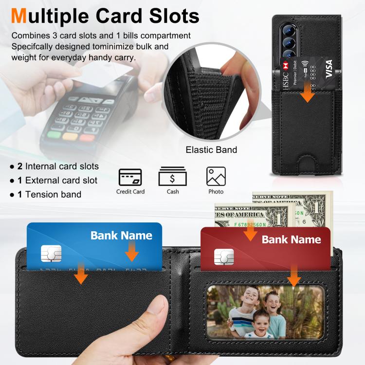 Folding Card Holder Tempered Film Integrated Leather Phone Case