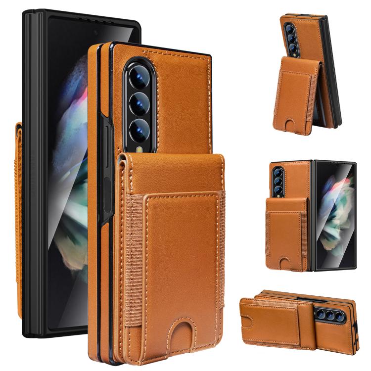 Folding Card Holder Tempered Film Integrated Leather Phone Case