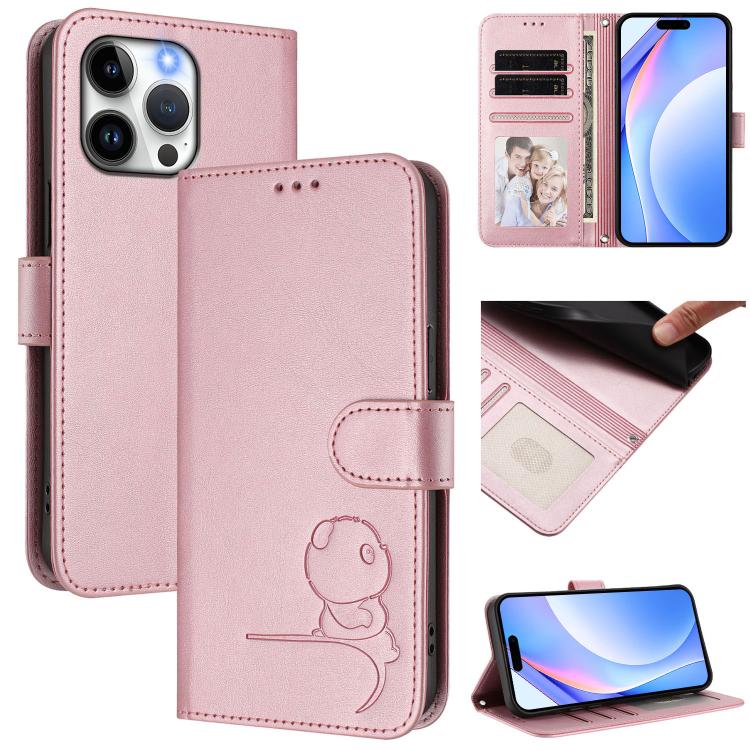 Litter Panda Embossing RFID Leather Phone Case with Lanyard, For iPhone 14 Pro Max, For iPhone SE 2022 / 2020 / 8 / 7, For iPhone 13 Pro Max, For iPhone 13 Pro