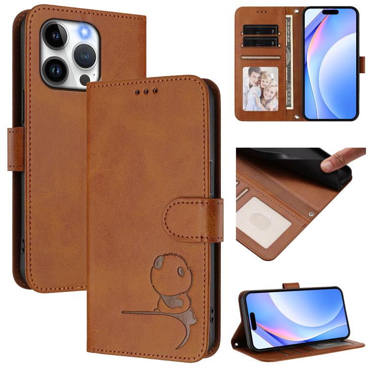 Litter Panda Embossing RFID Leather Phone Case with Lanyard, For iPhone 14 Pro Max, For iPhone SE 2022 / 2020 / 8 / 7, For iPhone 13 Pro Max, For iPhone 13 Pro