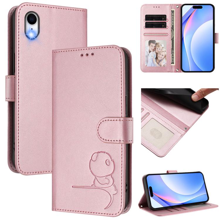 Litter Panda Embossing RFID Leather Phone Case with Lanyard, For iPhone XR, For iPhone XS Max, For iPhone 8 Plus / 7 Plus