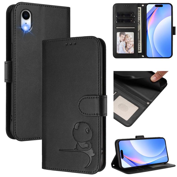 Litter Panda Embossing RFID Leather Phone Case with Lanyard, For iPhone XR, For iPhone XS Max, For iPhone 8 Plus / 7 Plus