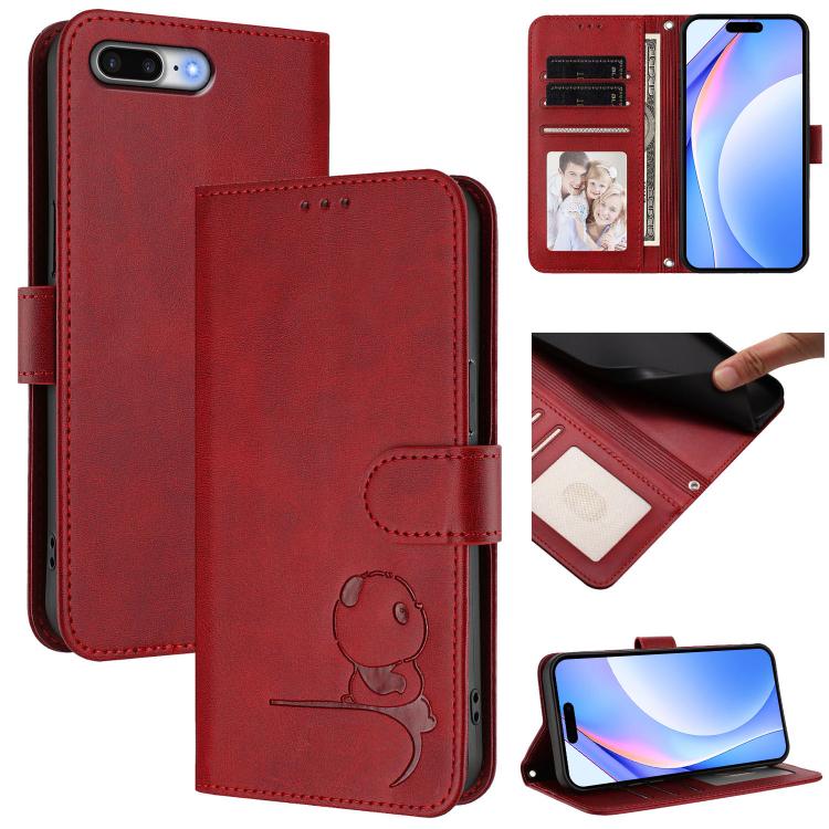 Litter Panda Embossing RFID Leather Phone Case with Lanyard, For iPhone XR, For iPhone XS Max, For iPhone 8 Plus / 7 Plus