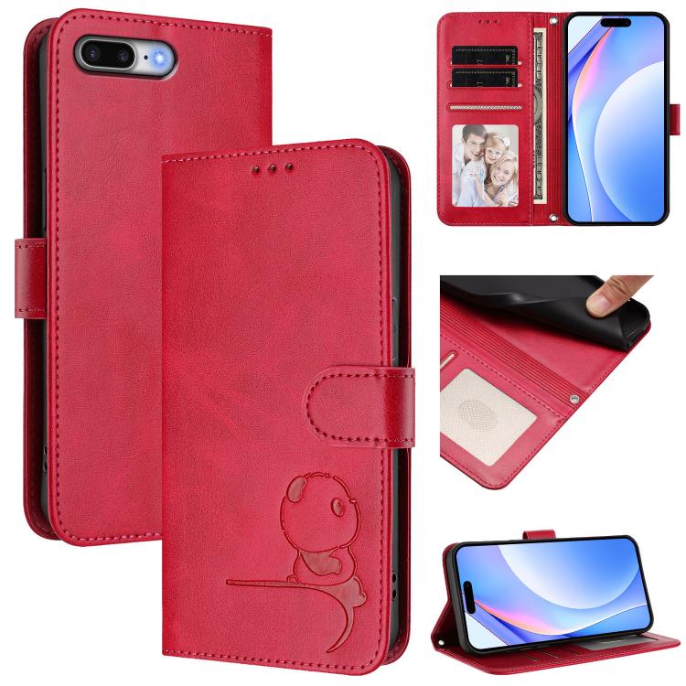 Litter Panda Embossing RFID Leather Phone Case with Lanyard, For iPhone XR, For iPhone XS Max, For iPhone 8 Plus / 7 Plus
