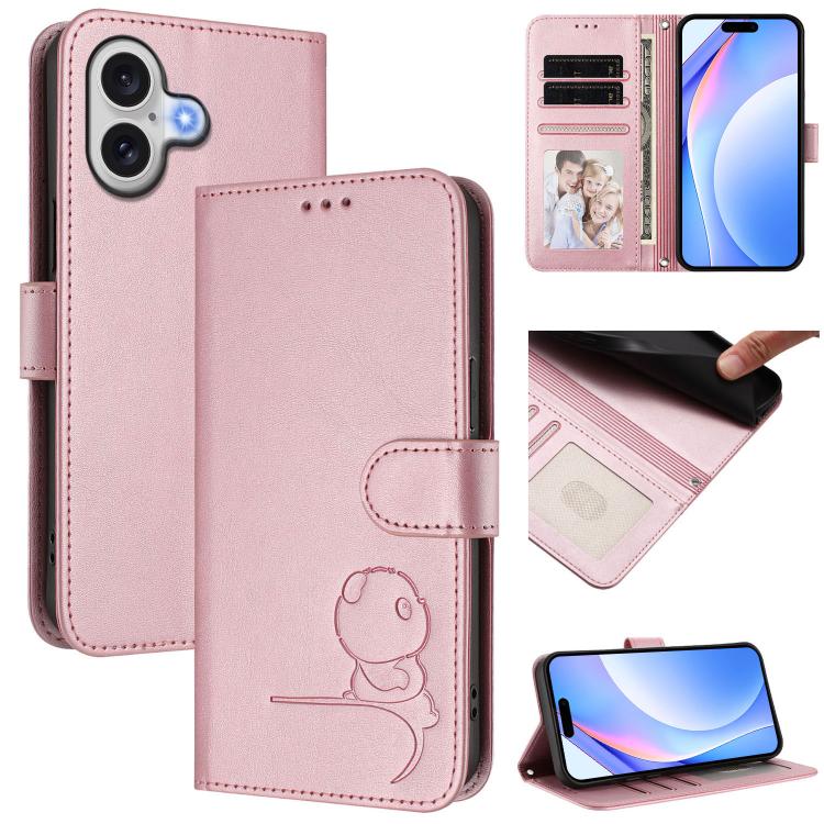 Litter Panda Embossing RFID Leather Phone Case with Lanyard, For iPhone 17 Pro Max, For iPhone 17 Pro, For iPhone 17, For iPhone 17 Air