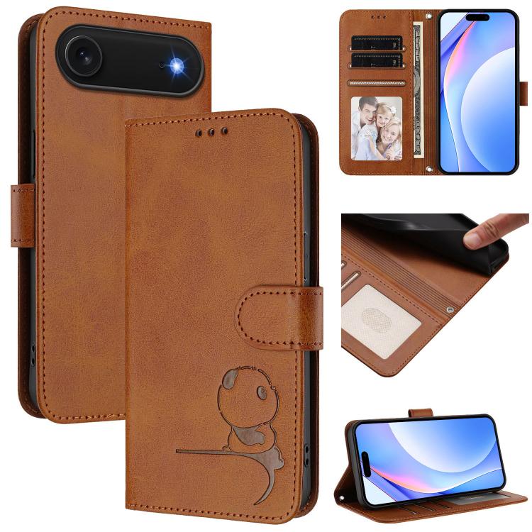 Litter Panda Embossing RFID Leather Phone Case with Lanyard, For iPhone 17 Pro Max, For iPhone 17 Pro, For iPhone 17, For iPhone 17 Air