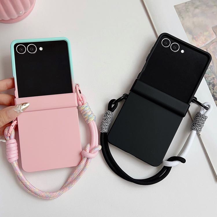 Integrated Hinge Side Buckle Skin Feel PC Phone Case with Strap