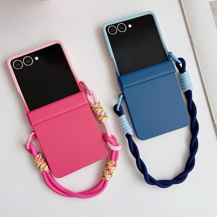 Integrated Hinge Side Buckle Skin Feel PC Phone Case with Strap