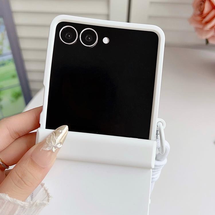 Integrated Hinge Side Buckle Skin Feel PC Phone Case with Strap