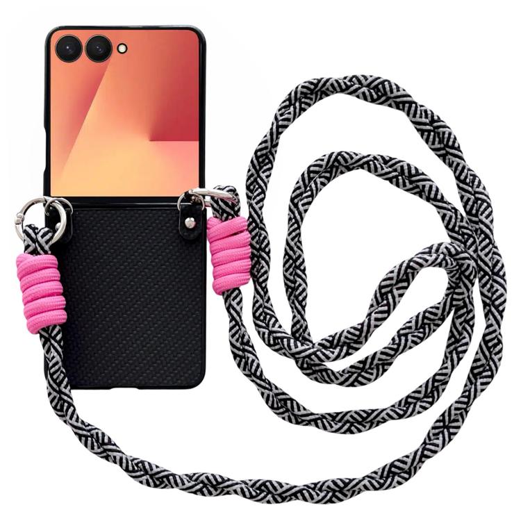 Woven Texture Phone Case With Colorful Lanyard