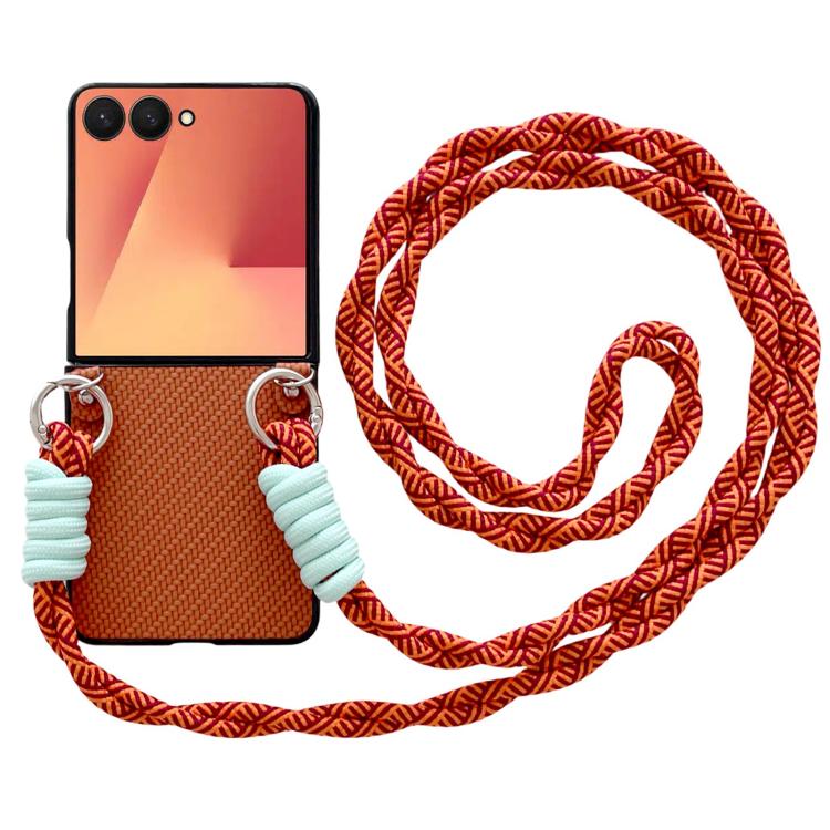 Woven Texture Phone Case With Colorful Lanyard