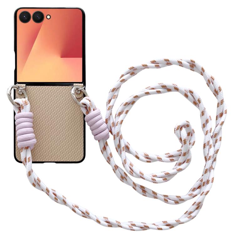 Woven Texture Phone Case With Colorful Lanyard