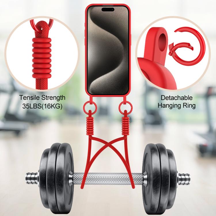 Integrated Card Bag Solid Color Liquid Silicone Phone Case Gen2 with Short Lanyard, For iPhone 16 Pro, For iPhone 16 Plus, For iPhone 16, For iPhone 15 Pro Max, For iPhone 15 Pro, For iPhone 15 Plus / 14 Plus