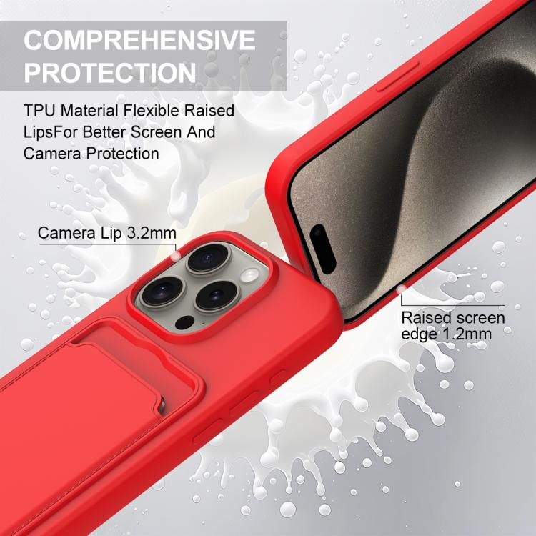 Integrated Card Bag Solid Color Liquid Silicone Phone Case Gen2 with Short Lanyard, For iPhone 16 Pro, For iPhone 16 Plus, For iPhone 16, For iPhone 15 Pro Max, For iPhone 15 Pro, For iPhone 15 Plus / 14 Plus