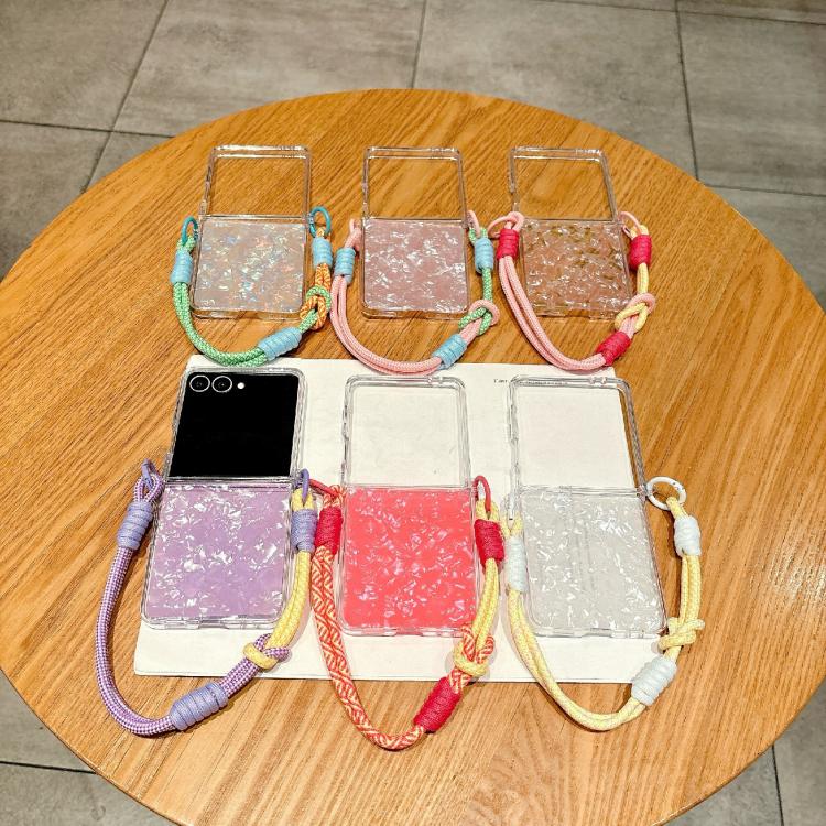 Pearlescent Shell Texture Side Buckle Phone Case with Rainbow Bracelet