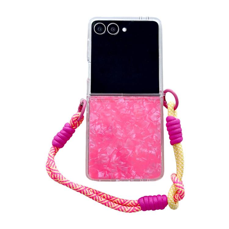 Pearlescent Shell Texture Side Buckle Phone Case with Rainbow Bracelet