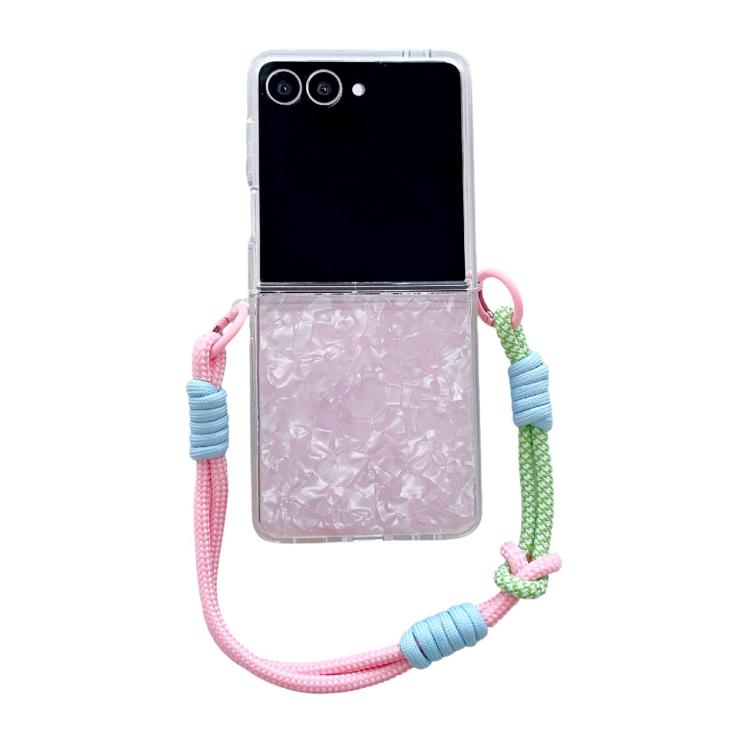 Pearlescent Shell Texture Side Buckle Phone Case with Rainbow Bracelet