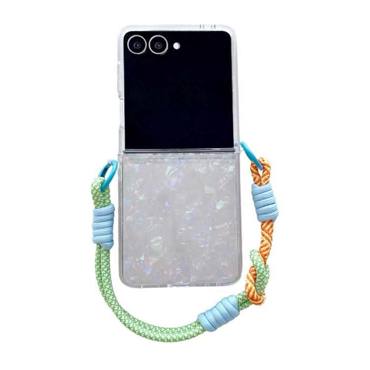 Pearlescent Shell Texture Side Buckle Phone Case with Rainbow Bracelet