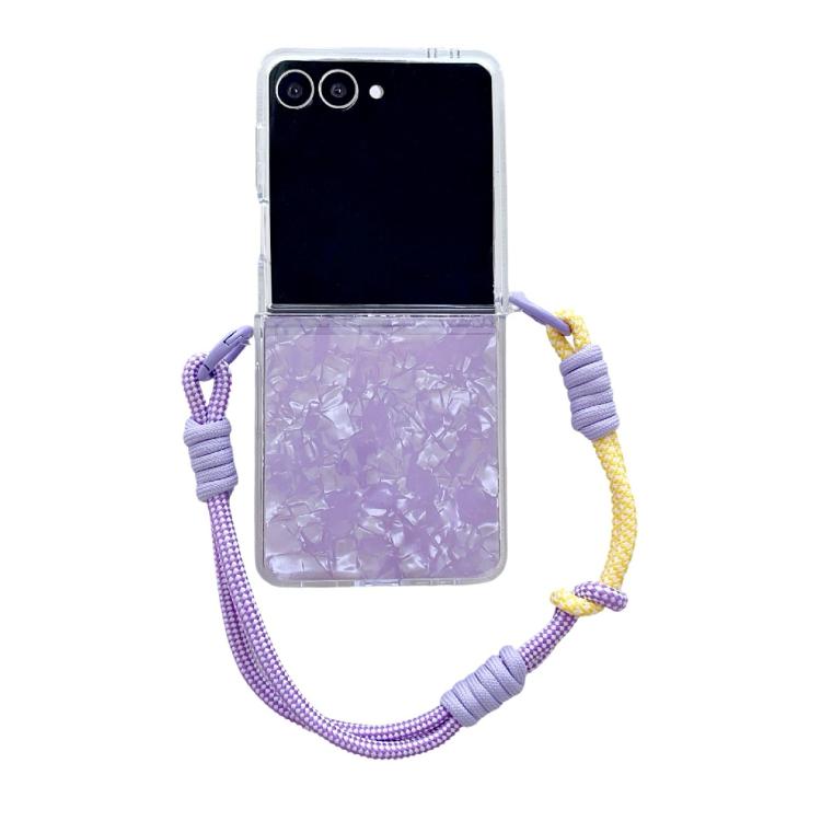 Pearlescent Shell Texture Side Buckle Phone Case with Rainbow Bracelet