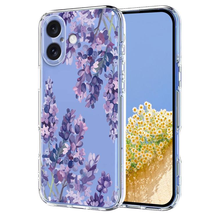 Flower Pattern Painted TPU Phone Case, For iPhone 16e, For iPhone 16 Pro Max, For iPhone 16 Pro, For iPhone 16 Plus