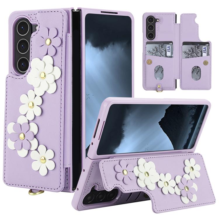Crossbody Flower Pattern Leather Phone Case