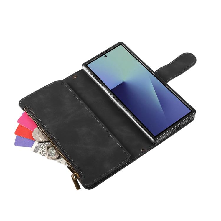 Multifunctional Frosted Zipper Wallet Leather Phone Case