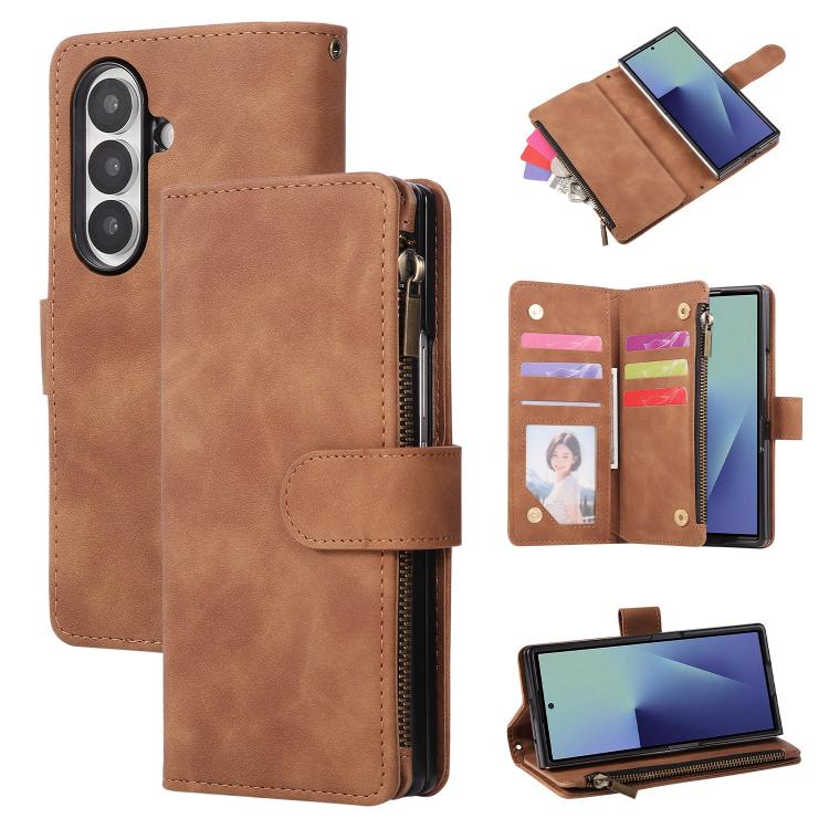 Multifunctional Frosted Zipper Wallet Leather Phone Case