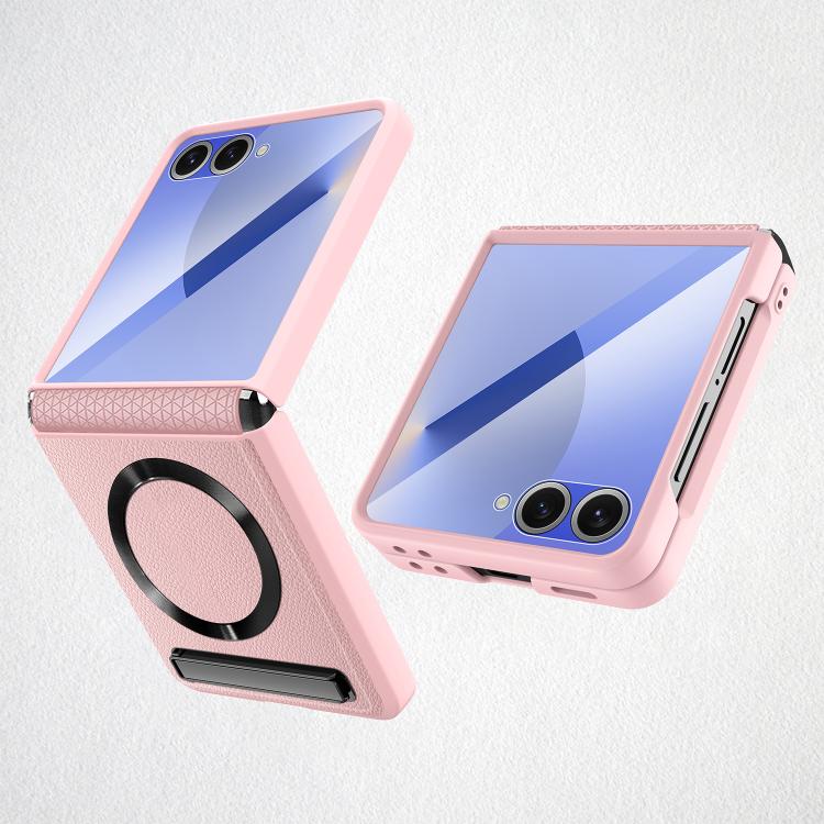 Integrated Invisible Bracket CD Texture Magnetic Litchi Skin Pasting Phone Case