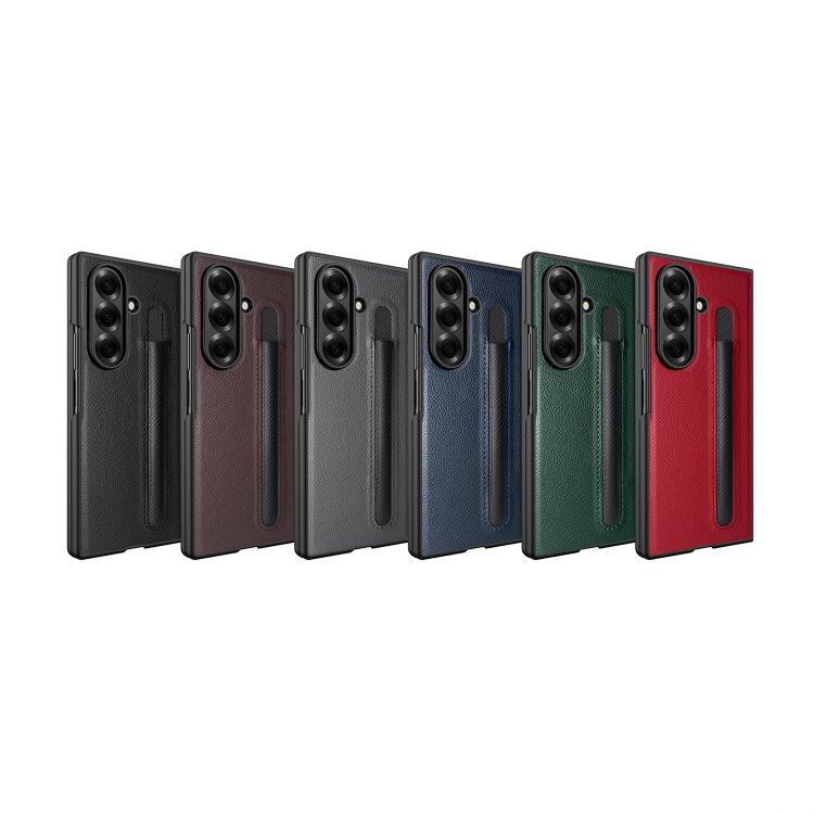 Integrated Litchi Skin Phone Case With Pen Slot, Without Pen