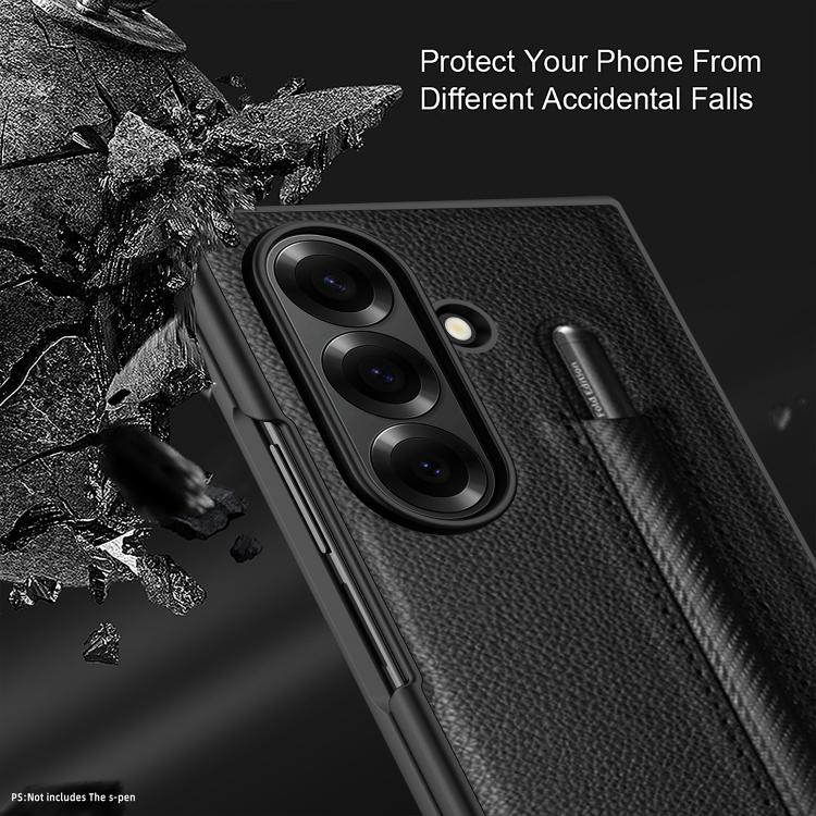 Integrated Litchi Skin Phone Case With Pen Slot, Without Pen