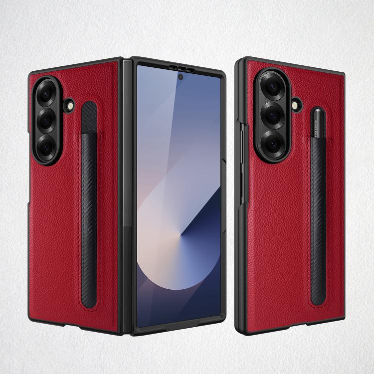 Integrated Litchi Skin Phone Case With Pen Slot, Without Pen