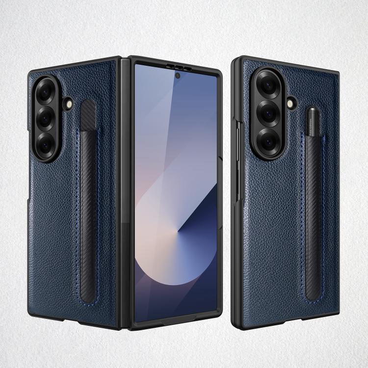 Integrated Litchi Skin Phone Case With Pen Slot, Without Pen
