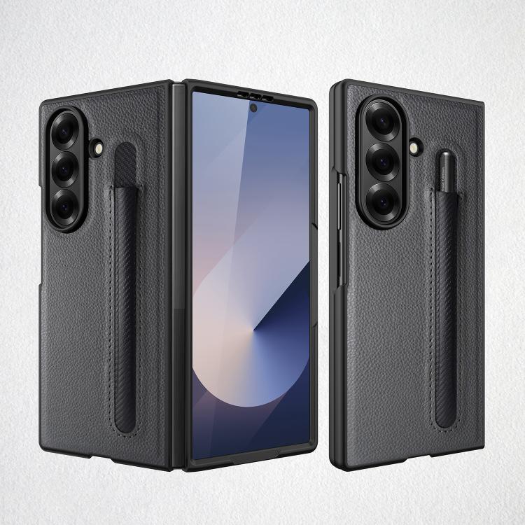Integrated Litchi Skin Phone Case With Pen Slot, Without Pen