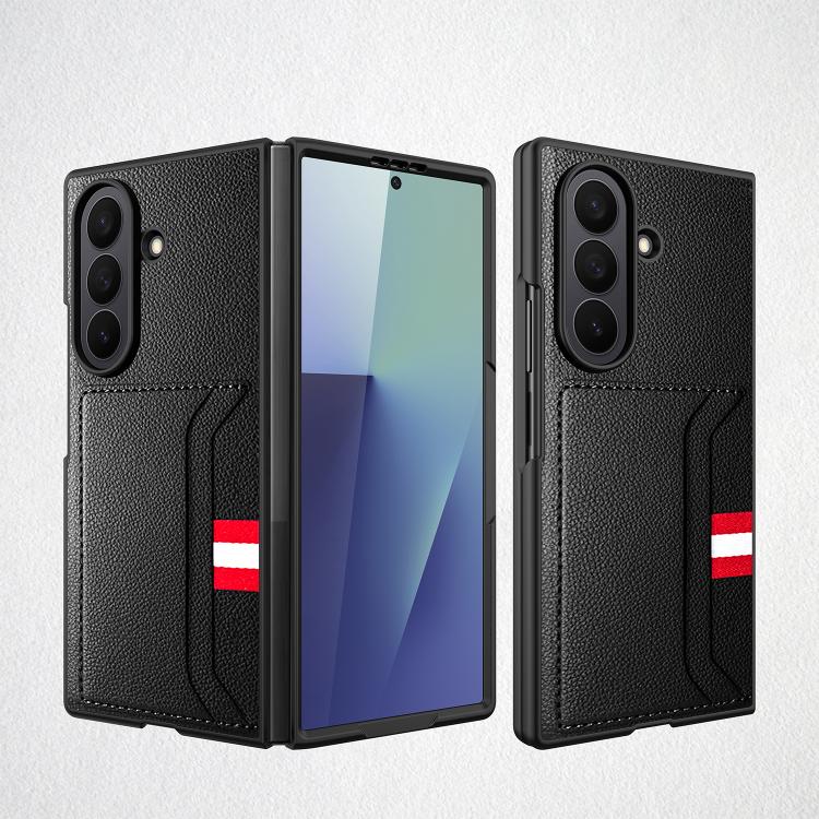 Integrated Webbing Card Slot Litchi Skin Pasting Phone Case