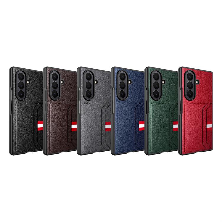 Integrated Webbing Card Slot Litchi Skin Pasting Phone Case