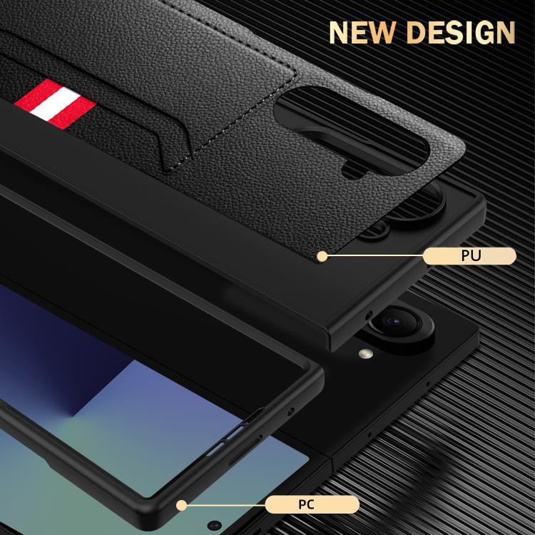 Integrated Webbing Card Slot Litchi Skin Pasting Phone Case