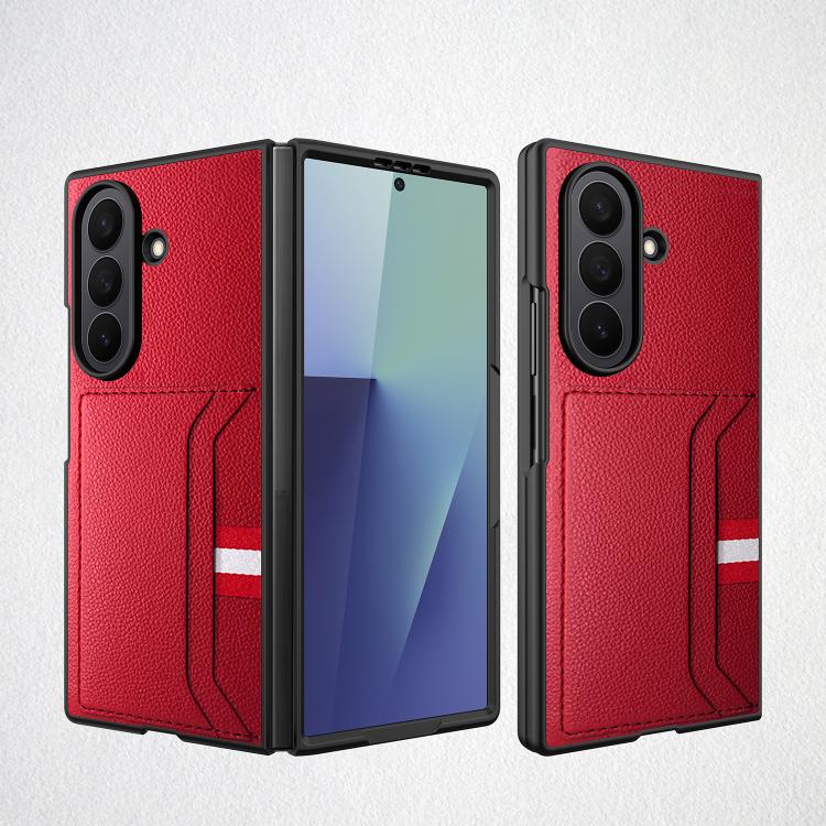 Integrated Webbing Card Slot Litchi Skin Pasting Phone Case