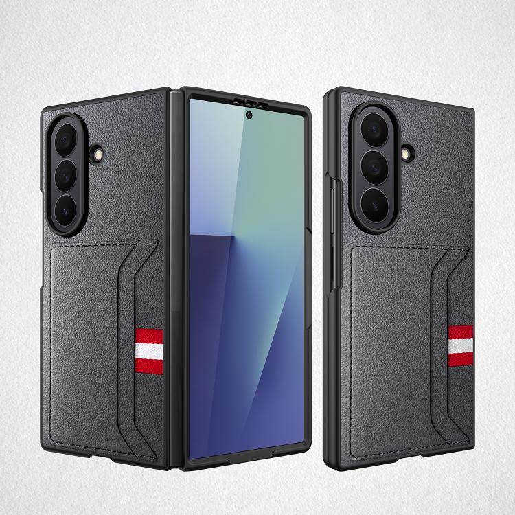 Integrated Webbing Card Slot Litchi Skin Pasting Phone Case