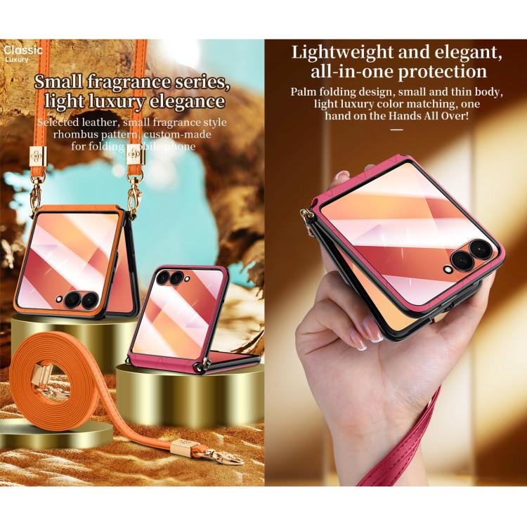 SULADA Elegant Rhombic Texture Folding Phone Case with Lanyard