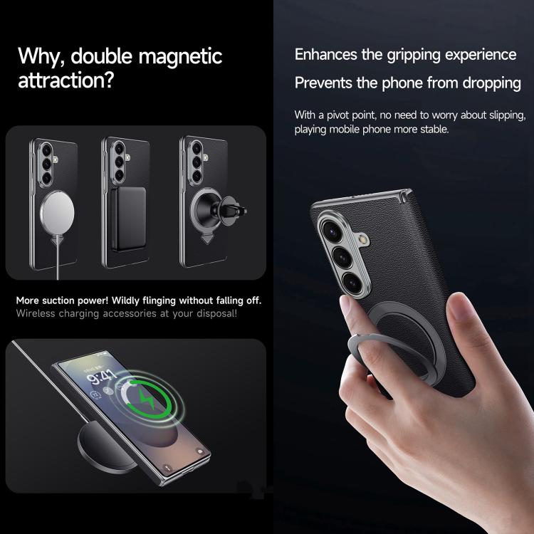 SULADA Top Grain Leather MagSafe Magnetic Holder Phone Case