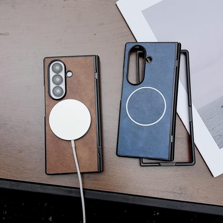 Folding Shaft Magsafe Crazy Horse Texture Leather Phone Case