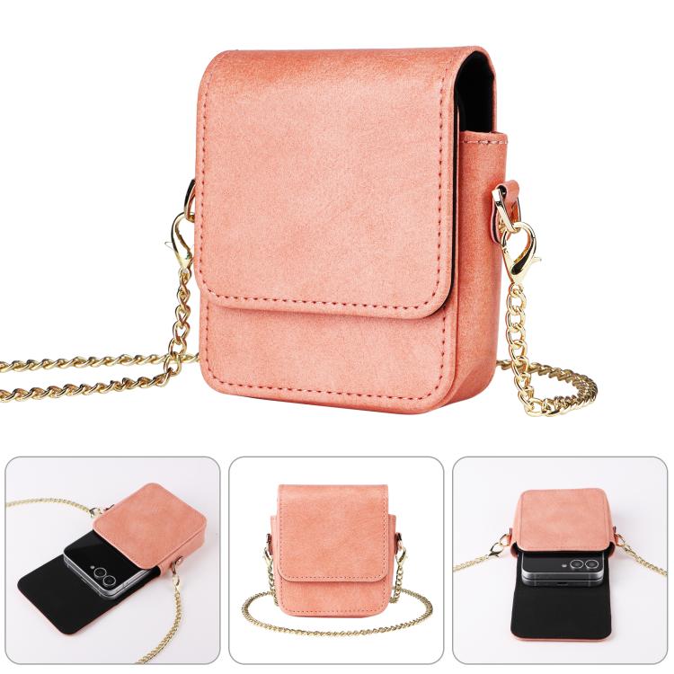 Mini Long Shoulder Chain Crossbody Folding Magnetic Leather Phone Bag
