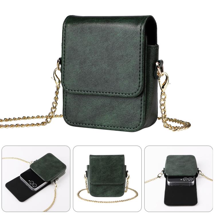 Mini Long Shoulder Chain Crossbody Folding Magnetic Leather Phone Bag