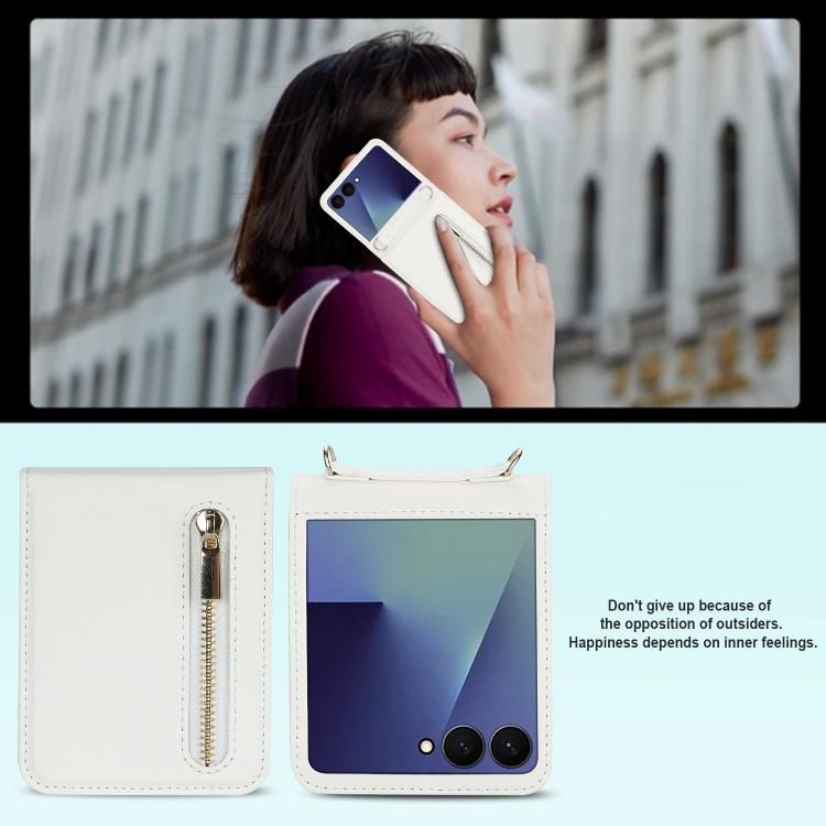 Zipper Wallet Card Slot Leather Phone Case with Crossbody Strap