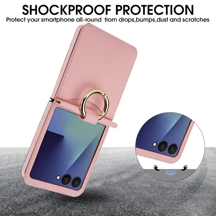 Cross Texture Ring Design Card Slot Leather Phone Case