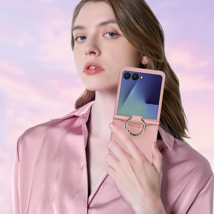 Cross Texture Ring Design Card Slot Leather Phone Case