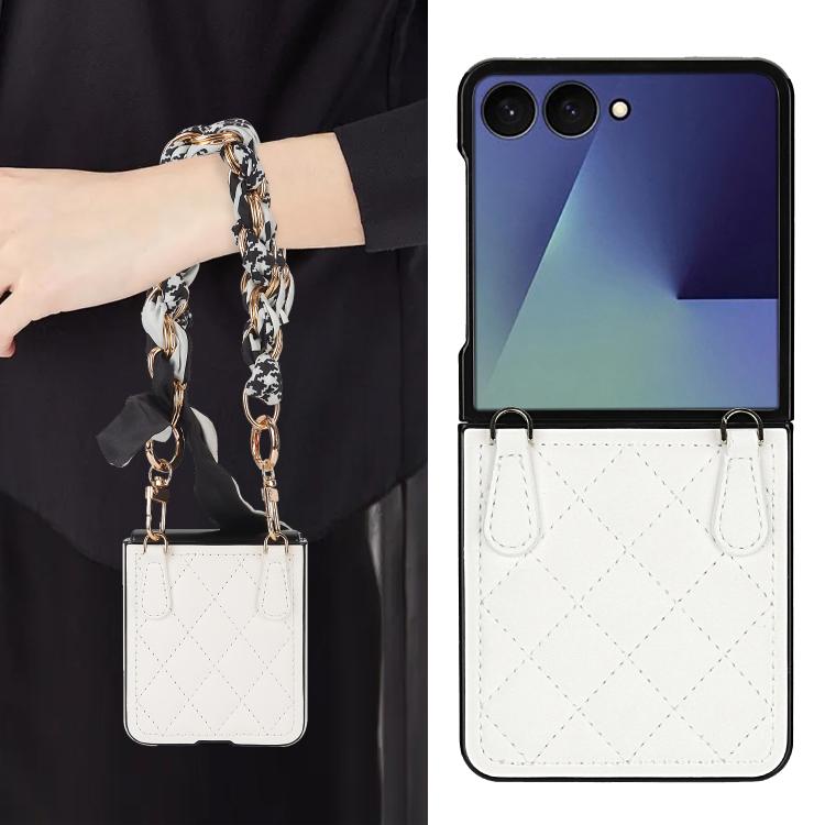 Rhombic Leather Phone Case with Scarf / Bracelet