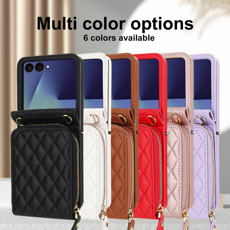 Large Zipper Card Slot Leather Phone Case with Crossbody Strap