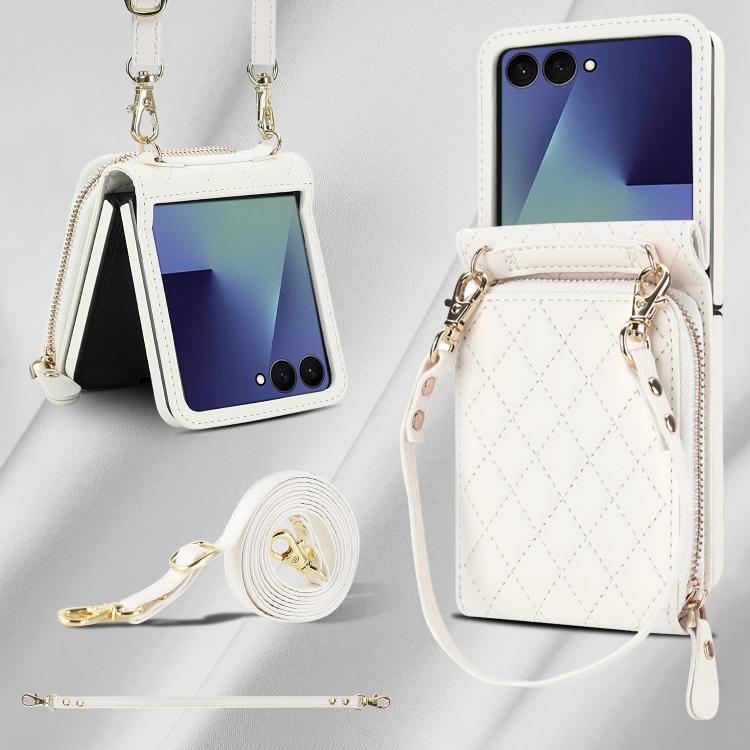 Large Zipper Card Slot Leather Phone Case with Crossbody Strap